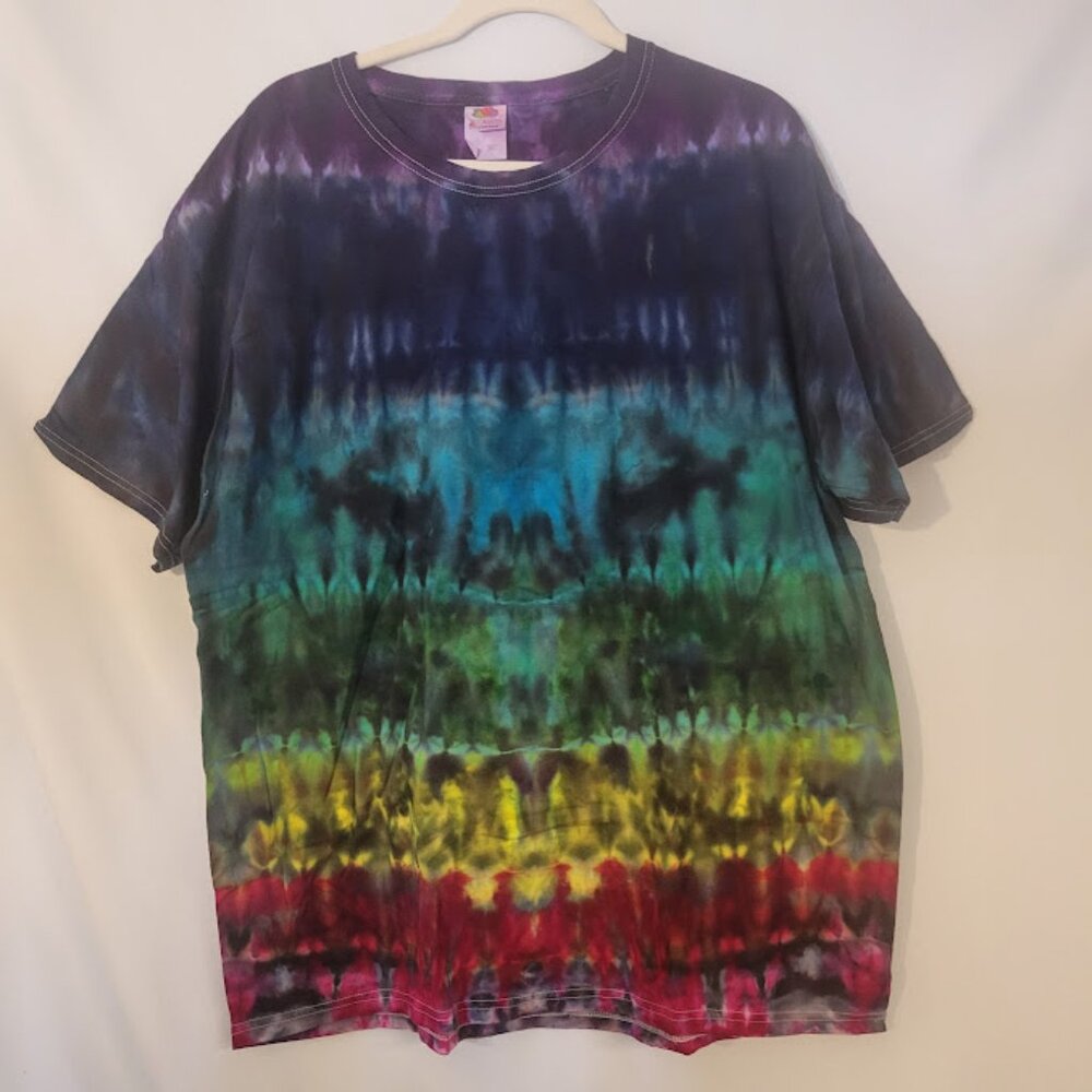 Hand made tie dye t-shirt with black wash Unisex size XL